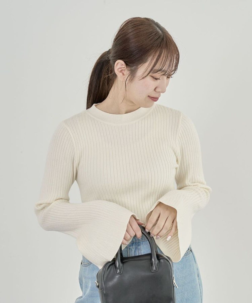 Green Parks ・ｓｗｉｎｇ　ｂｙ　ベルスリーブクルーリブニット 