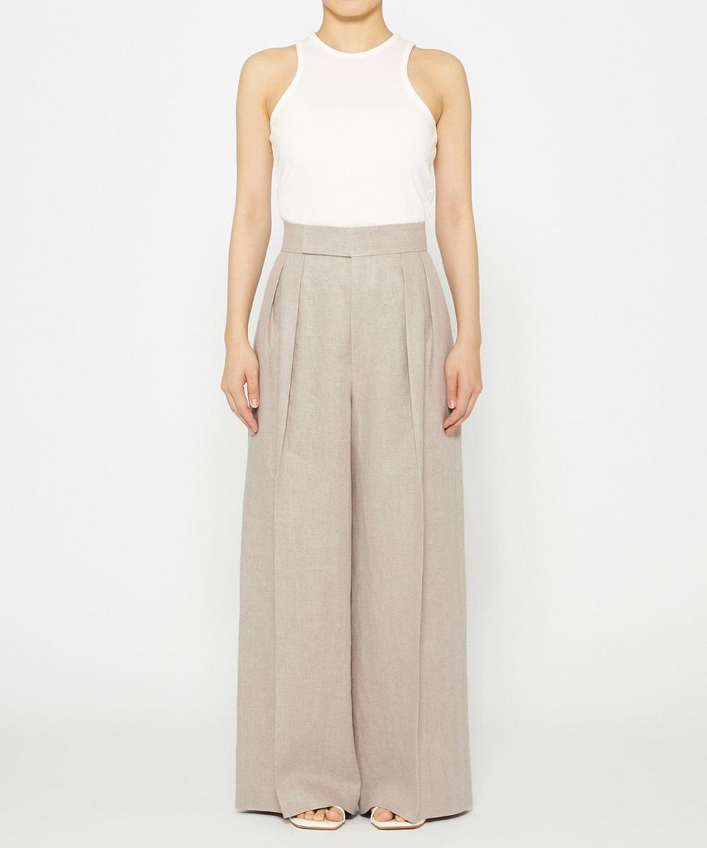 uncrave ヘリンボーン リネン ワイドパンツ（uncrave WHITE） 