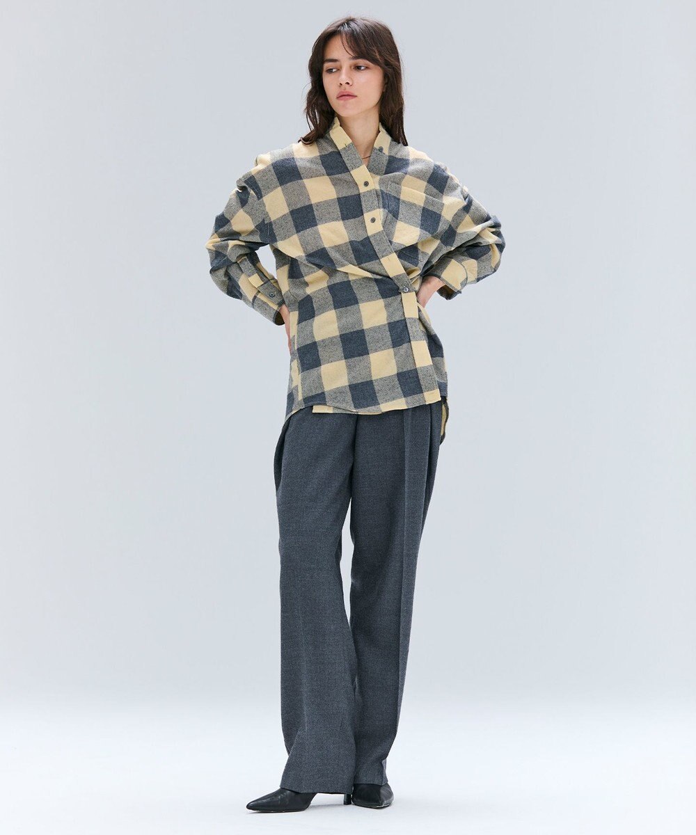 BEIGE， HOBBS / ウールチェックカシュクールブラウス 