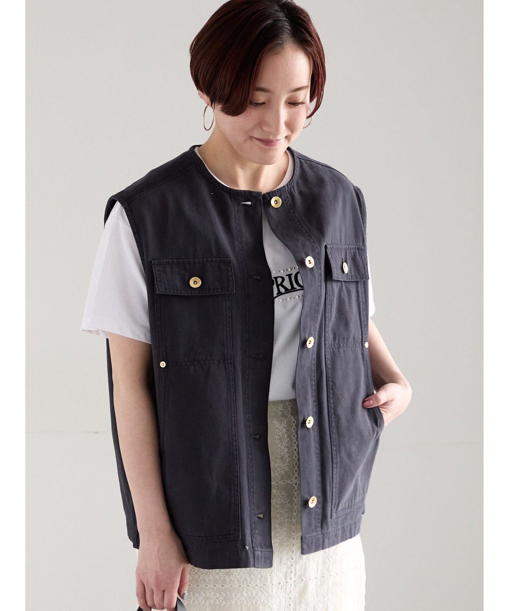 Te chichi ノーカラーワークベスト 