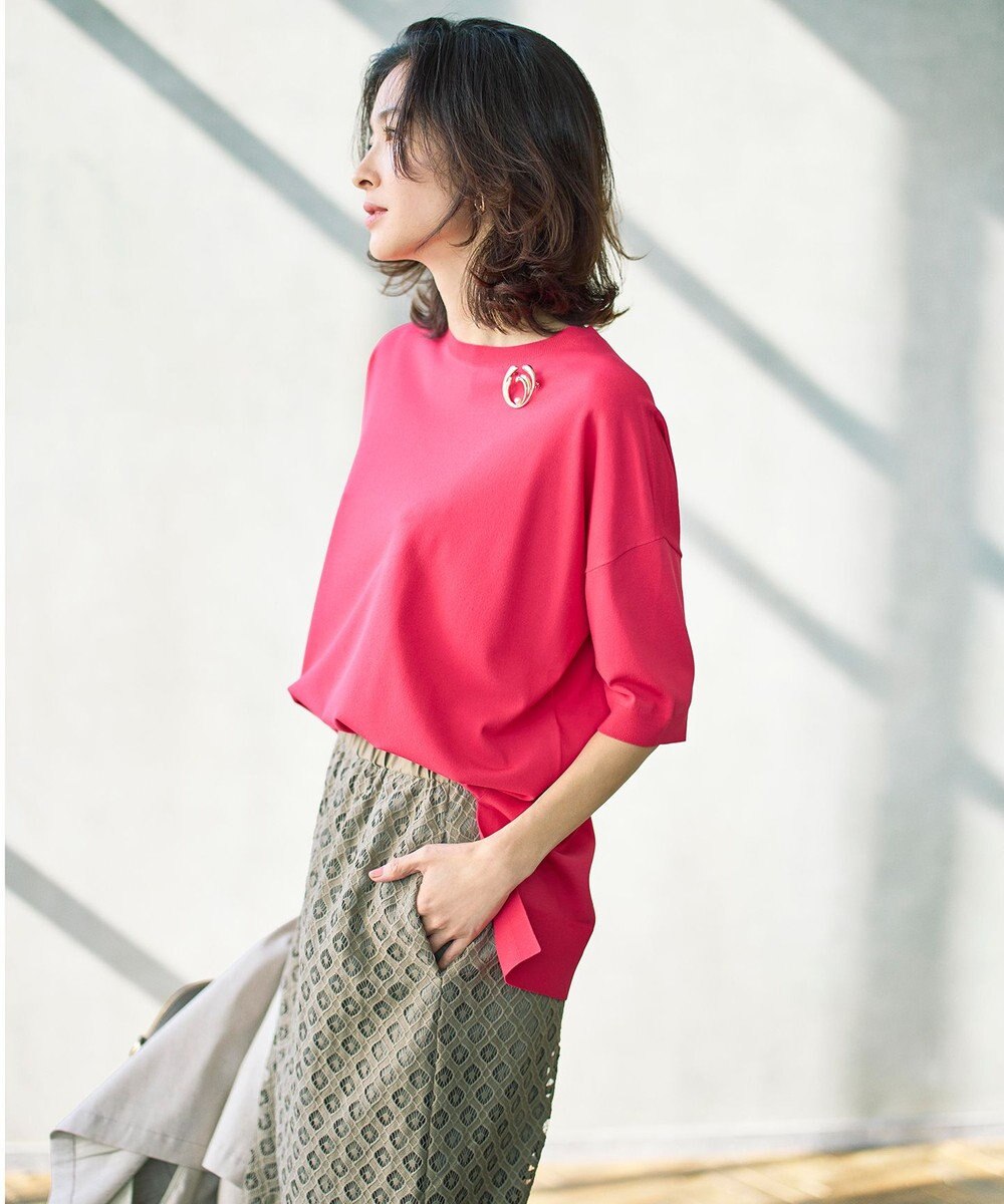 自由区 【カタログ掲載・素材アップデート・新色追加・新柄追加・前後差あり】クレープストレッチプルオーバー ニットⅡ 