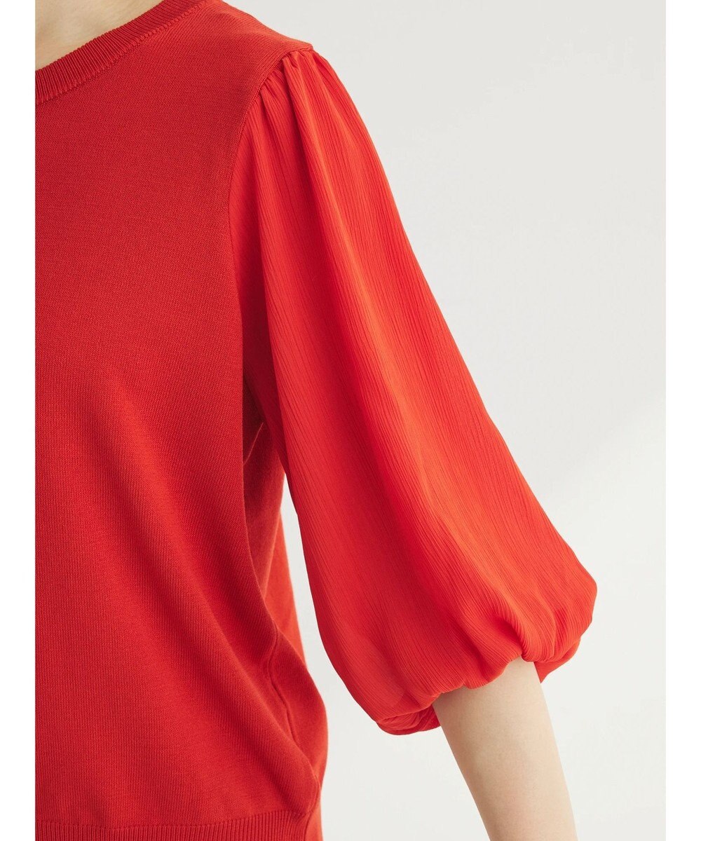 Green Parks 袖楊柳ドッキングニットプルオーバー 