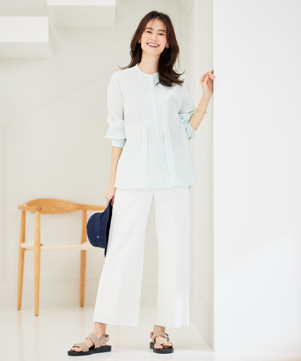 洗える】 コットンアセVis ストライプ バンドカラー ブラウス / J.PRESS LADIES | ファッション通販  【公式通販】オンワード・クローゼット