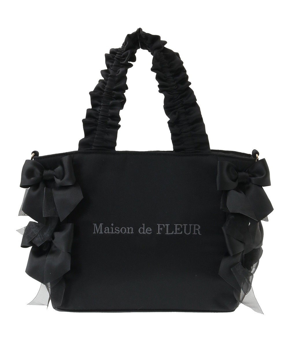 Maison de FLEUR リボンギャザーハンドル2Wayトートバッグ 