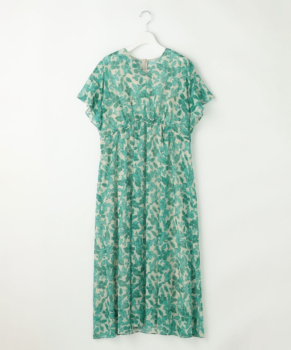 自由区 L ハーバリウムフラワープリントVネック ワンピース 