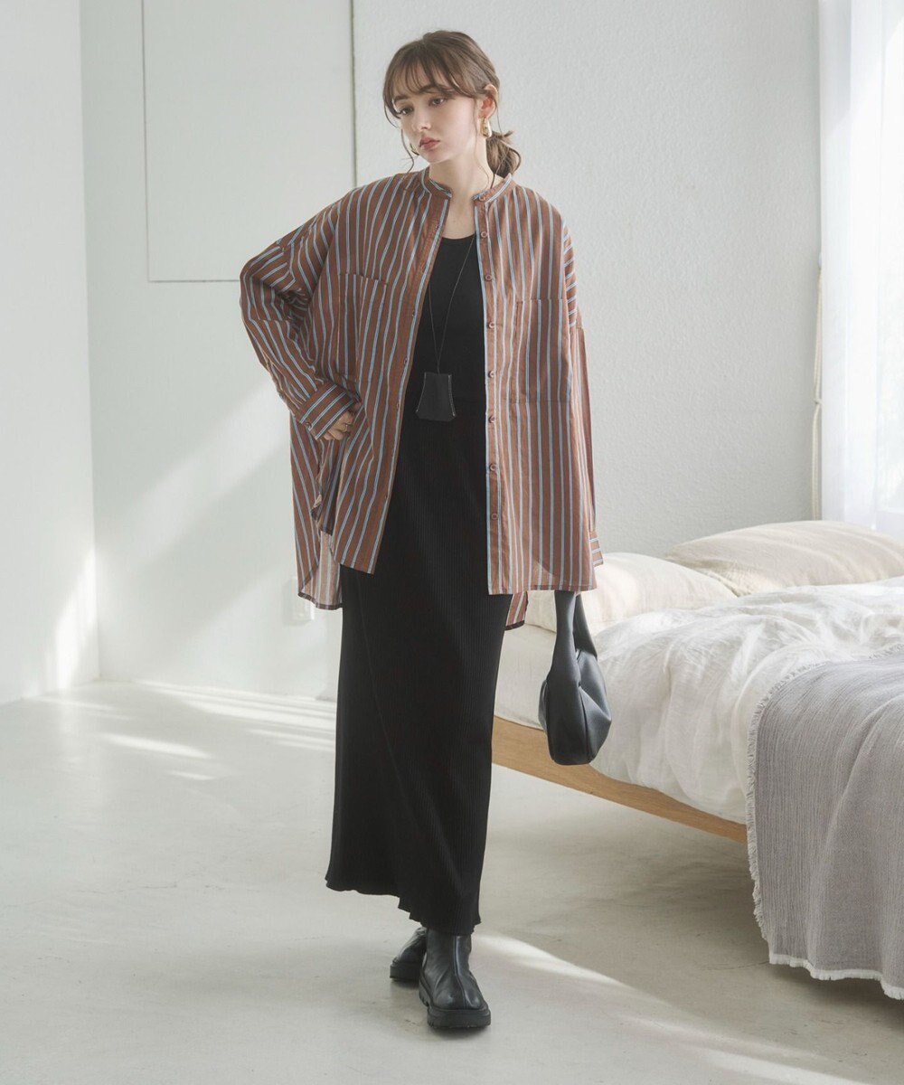 WEGO 着丈が選べる オーバーサイズ バンドカラー シャツ / ストライプ / 無地 