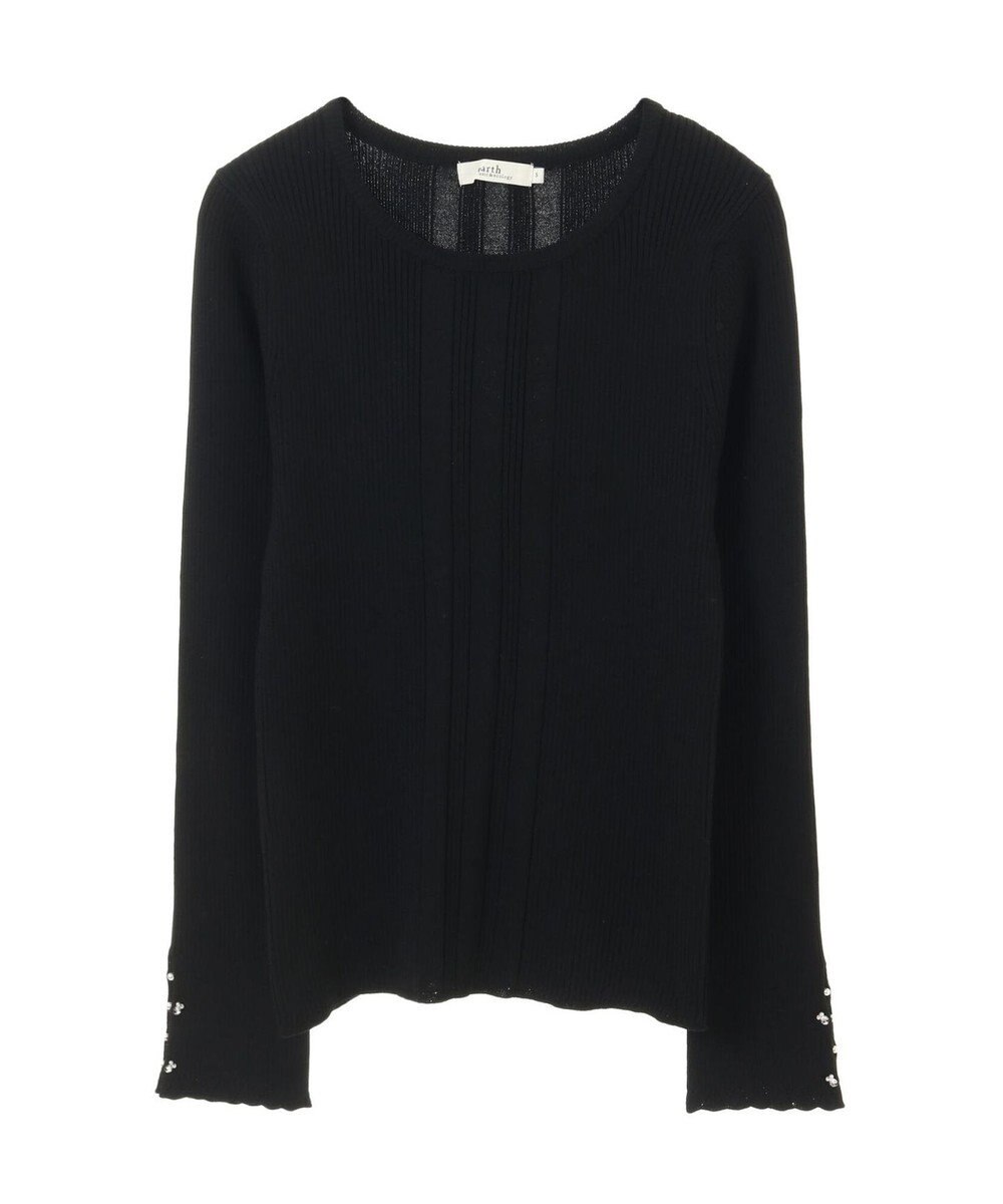 earth music&ecology パール＆ビジュースリーブプルオーバー 