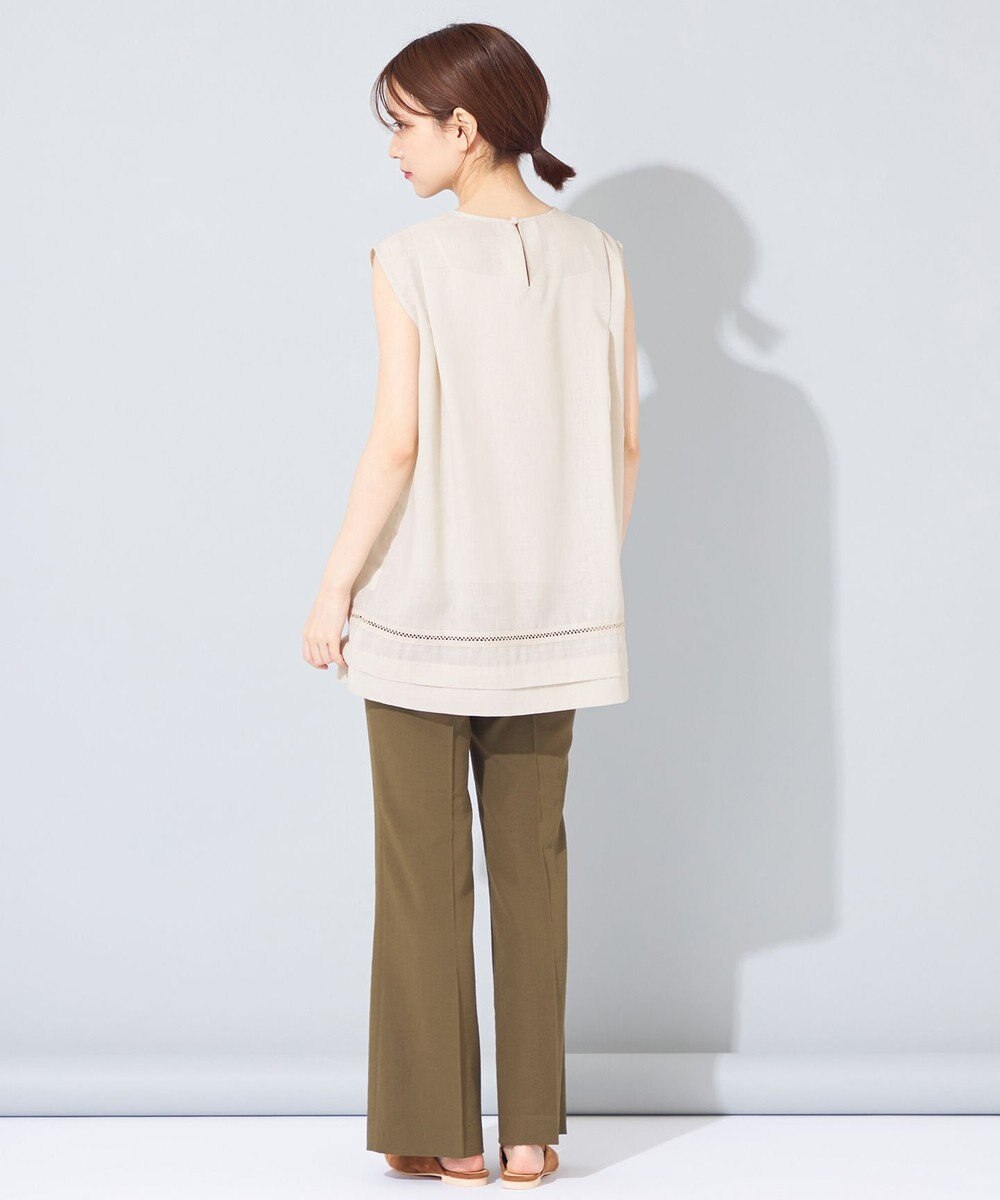 SHARE PARK LADIES 【洗える】ウォッシャブルリネン　ノースリブラウス 