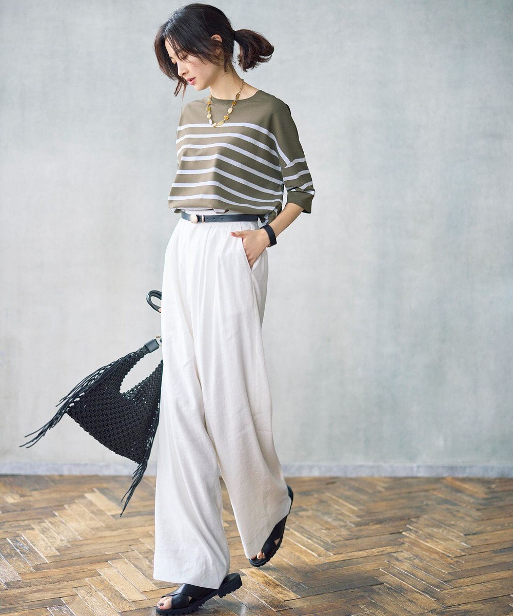 自由区 【カタログ掲載・素材アップデート・新色追加・新柄追加・前後差あり】クレープストレッチプルオーバー ニットⅡ 