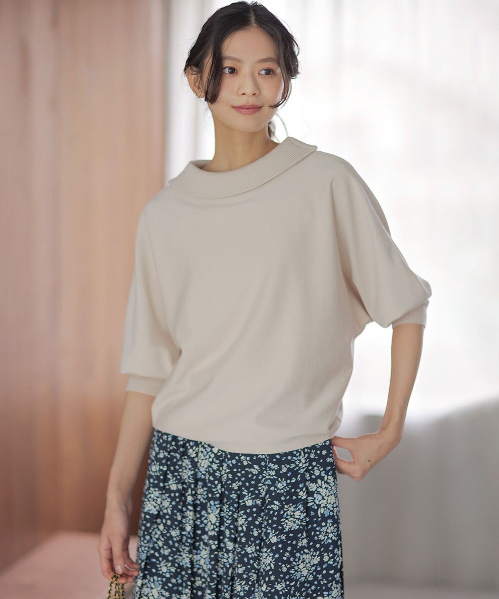 組曲 【加藤ローサさん着用・新色追加・前後着用可】スムースストレッチロールネック ニット 