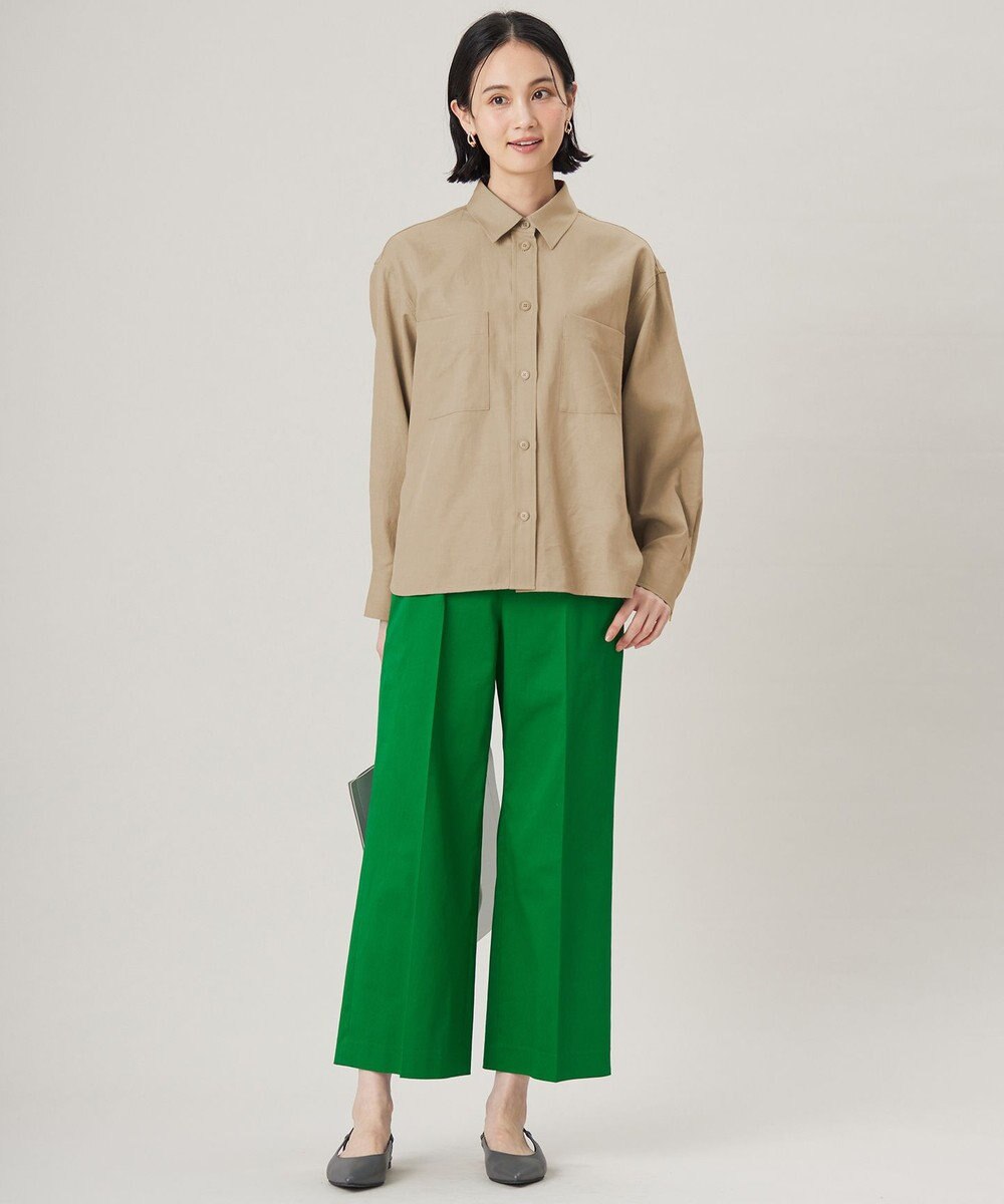 自由区 S 【UVカット・接触冷感・洗える】コットンサテンクロップド丈ワイドストレート パンツ 