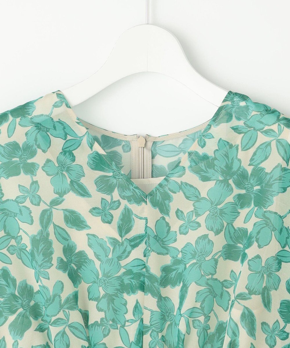 自由区 L ハーバリウムフラワープリントVネック ワンピース 