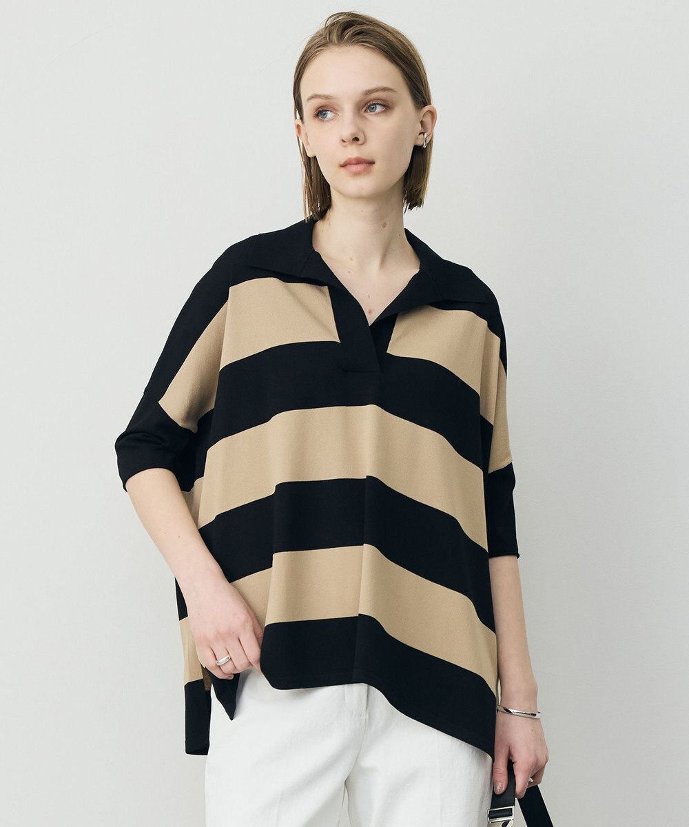 ICB 【先行予約】VIS/NYハイゲージ 半袖ボーダーポロニット 