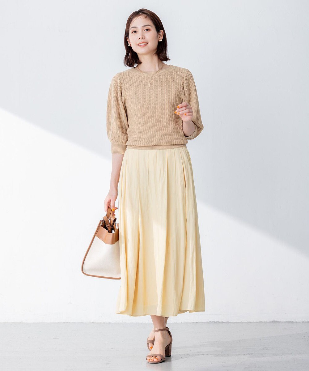 組曲 S 【洗える】CHAIギャザースリーブ ニット 