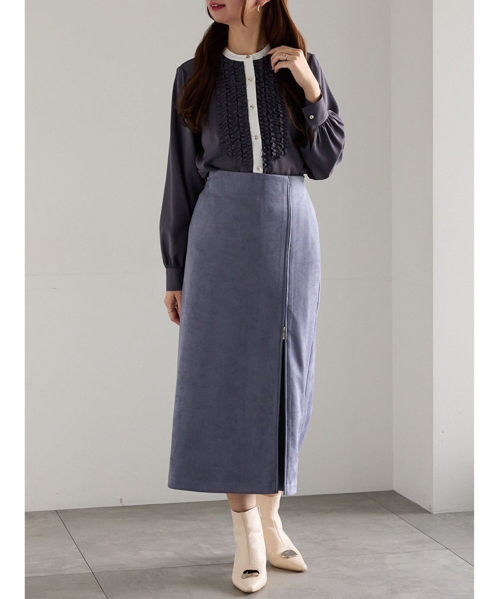 Te chichi フロントフリルバイカラーブラウス 