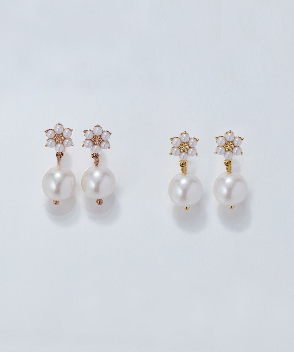 Phoebe 【痛くないシリーズ】フルールパールライトフィットイヤリング　シャンパンゴールド 