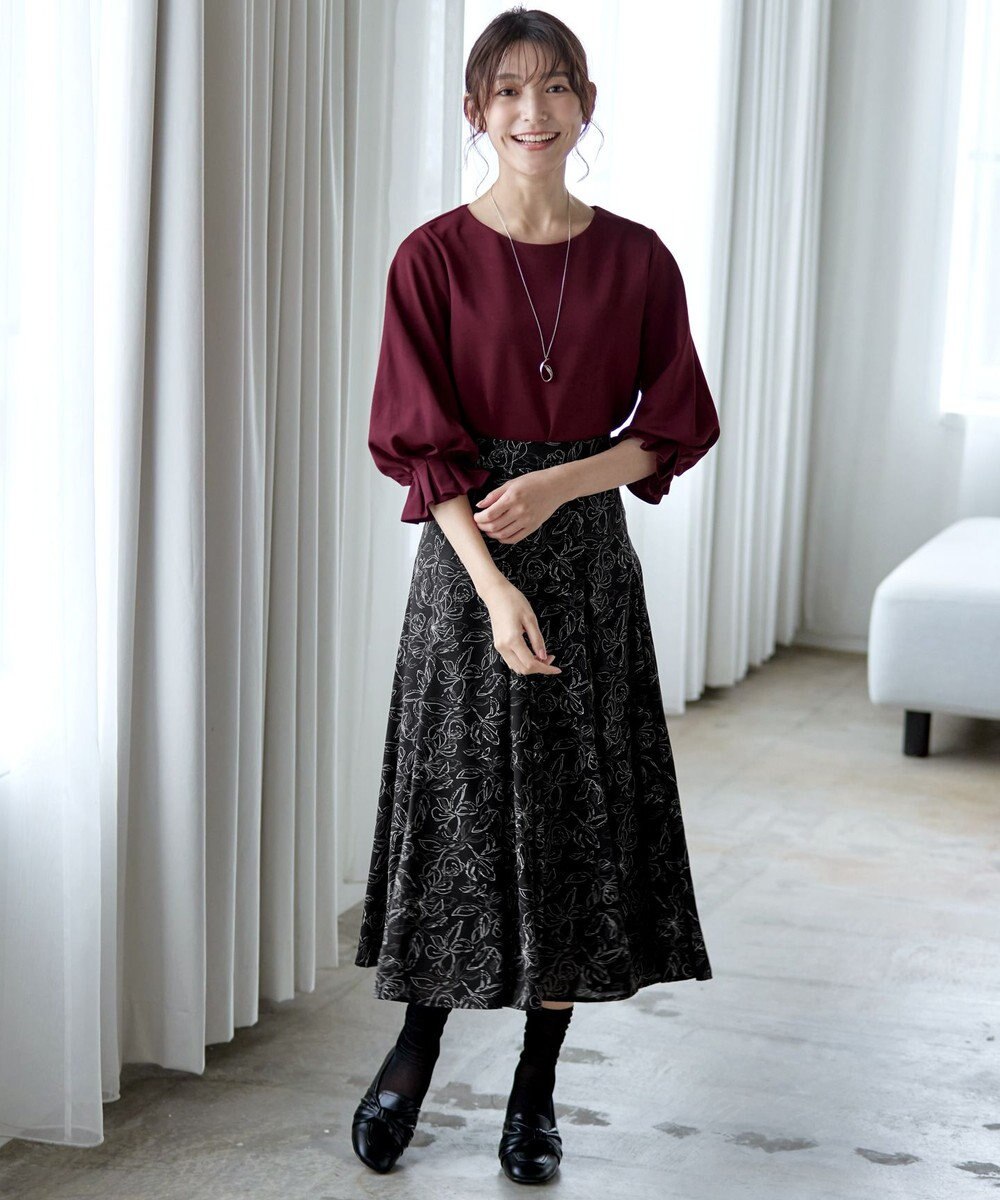 Tiaclasse 【洗える】フラワープリントスカート 