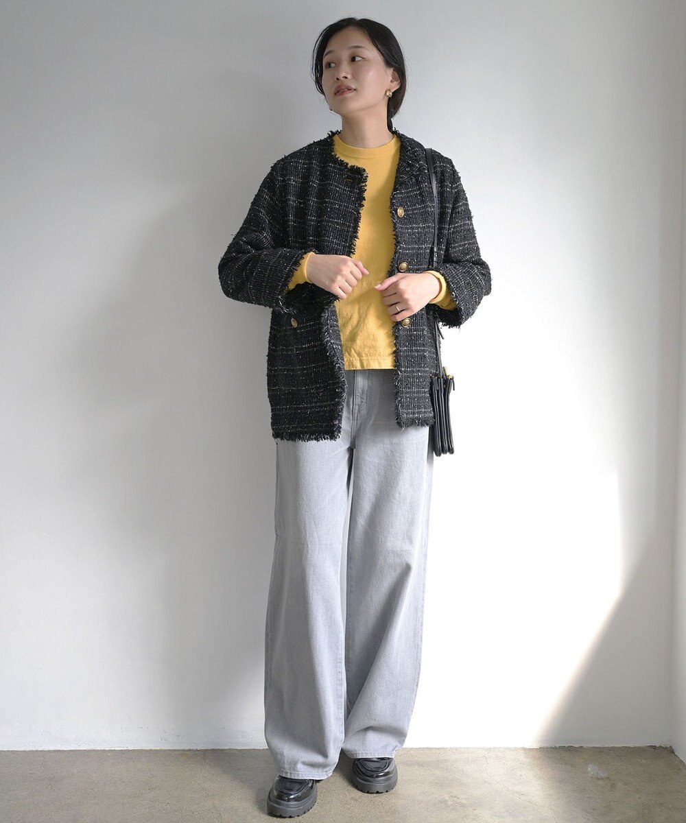 caqu スッキリ足長効果 ハイライズバギーシルエットデニム 