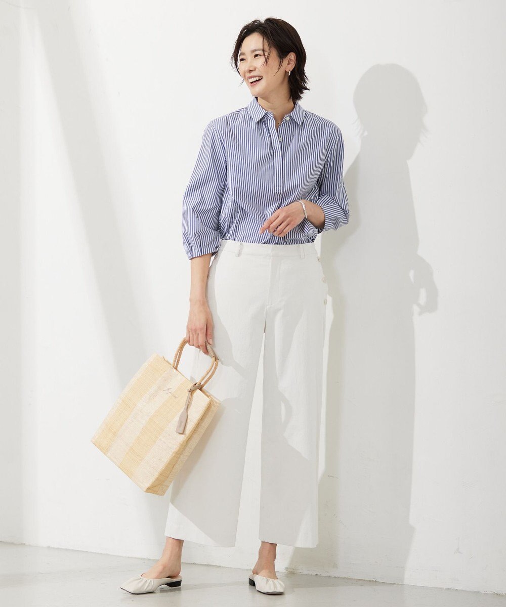 J.PRESS LADIES L 【WEB限定カラーあり・洗える・接触冷感・UVカット・イージーケア】 エステネージュストライプ ブラウス 