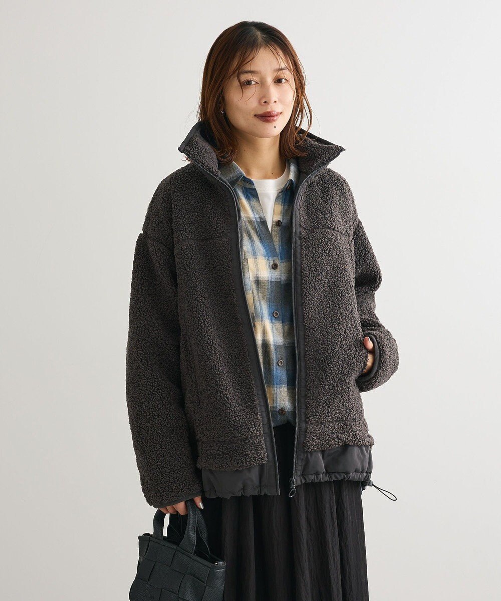 Green Parks 異素材コンビスタンドボアブルゾン 