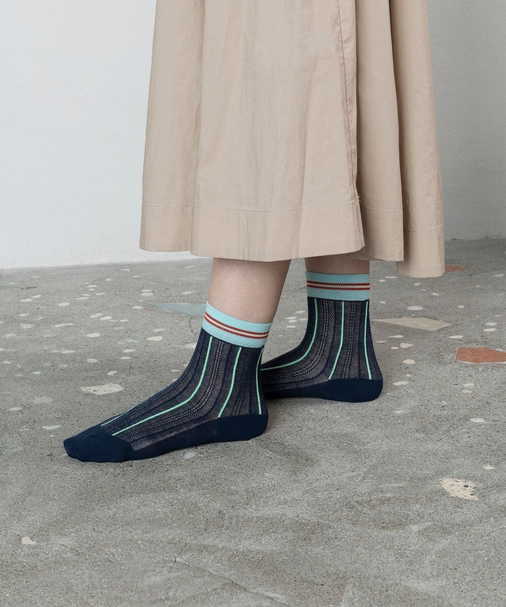 TRICOTE シアーメッシュストライプソックス 