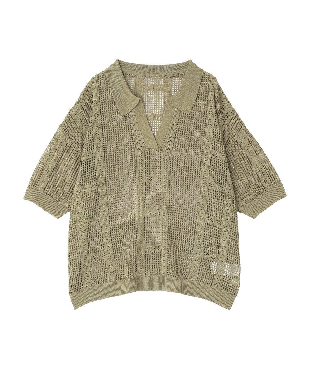 earth music&ecology レーシースキッパーポロニットプルオーバー 