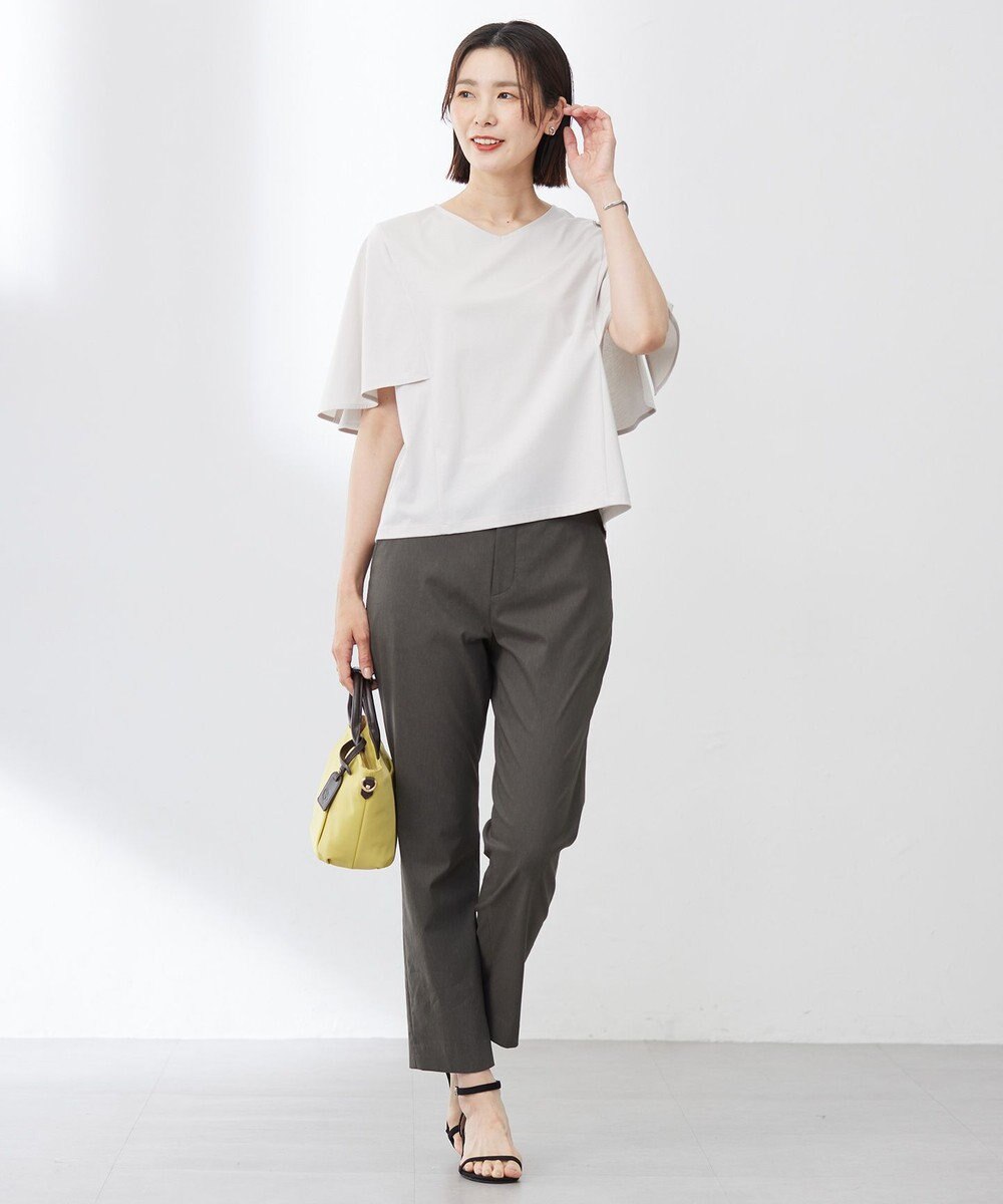 J.PRESS LADIES 【洗える・接触冷感】プレーティングジャージー ケープ風 カットソー 