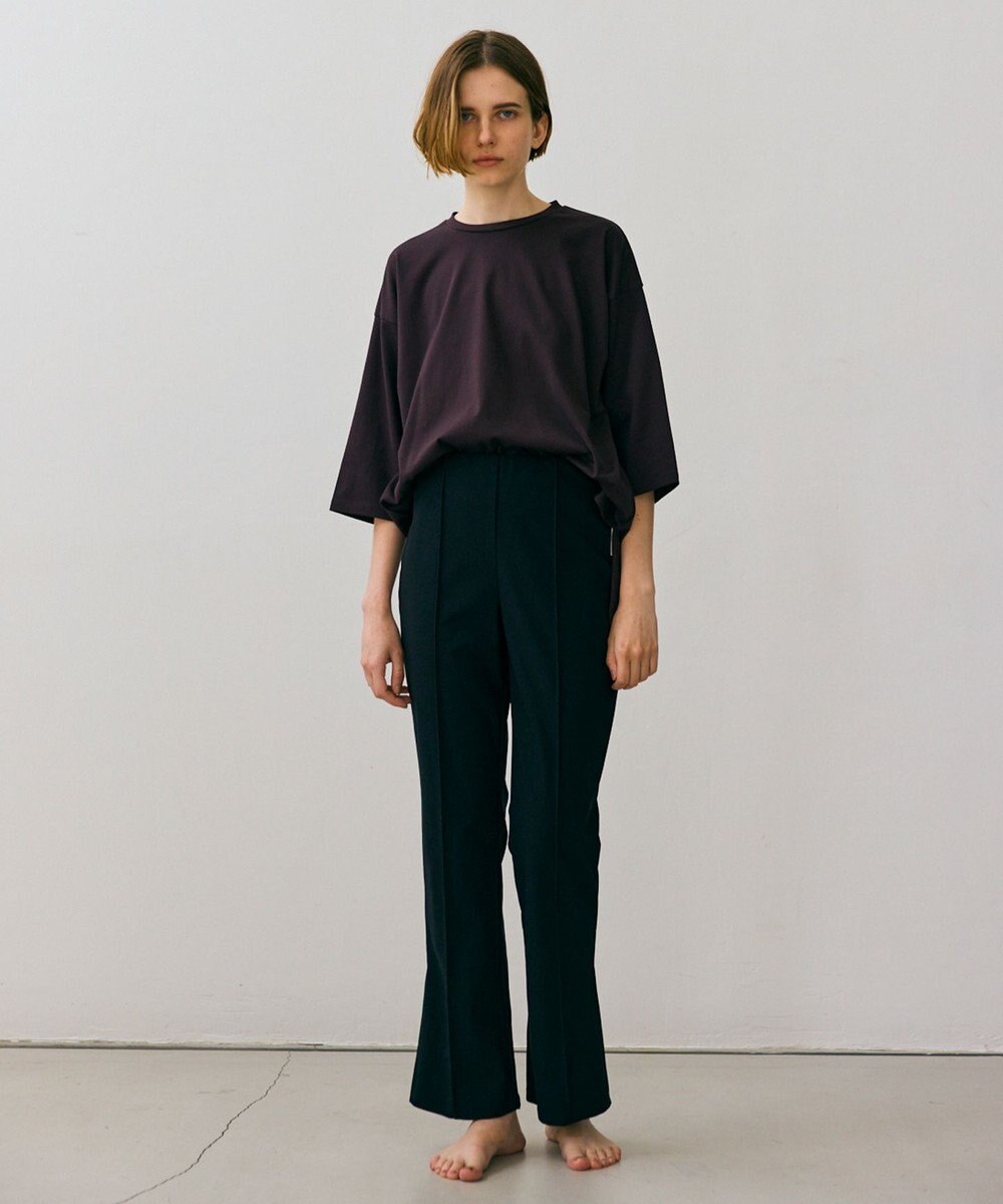 BEIGE， 【BEIGE,ecru/WEB限定】RIB BOTTOMS / ウエストゴムストレッチリブフレアパンツ 