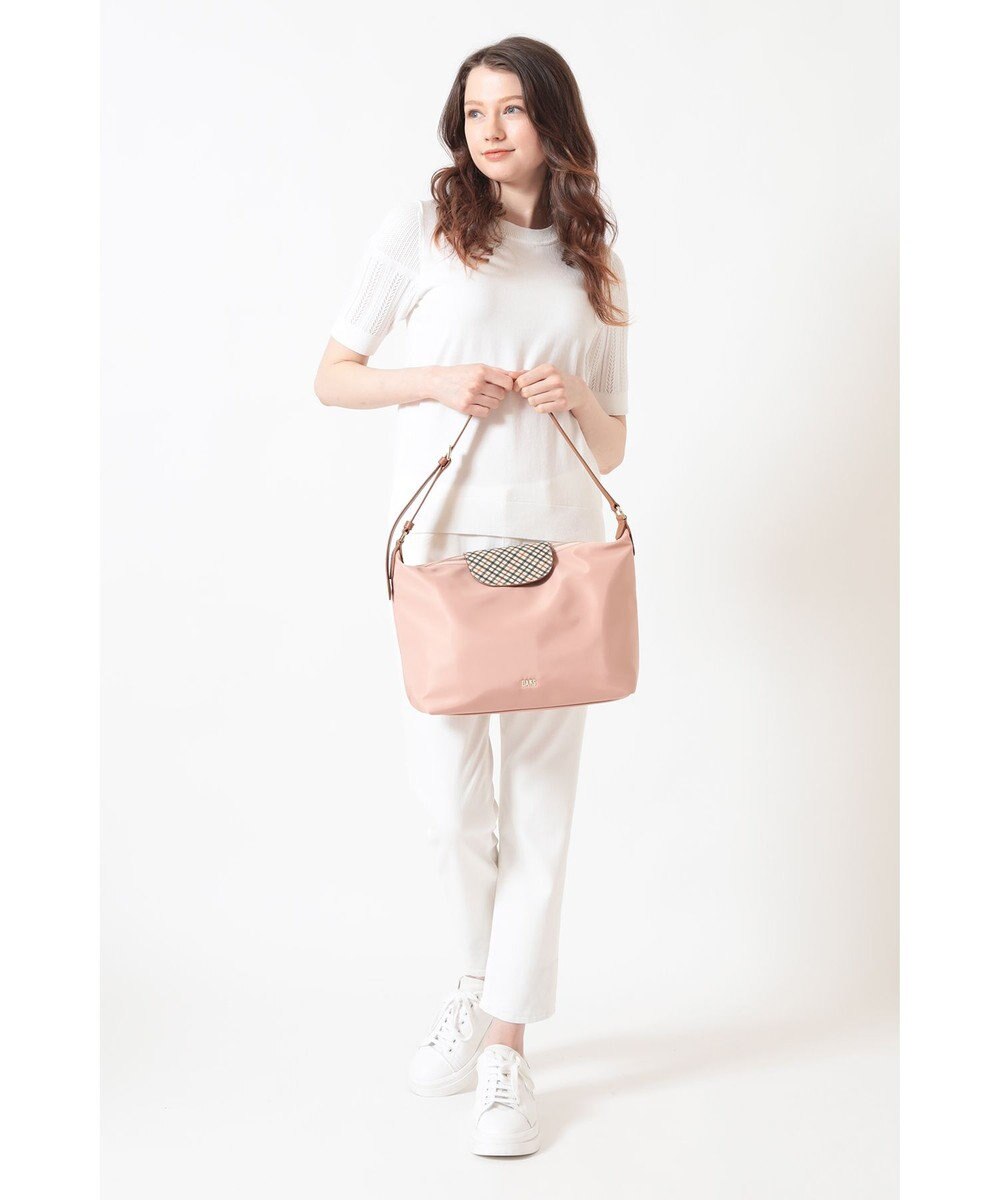 DAKS ナイロン×牛革 ハウスチェック ショルダーバッグ 