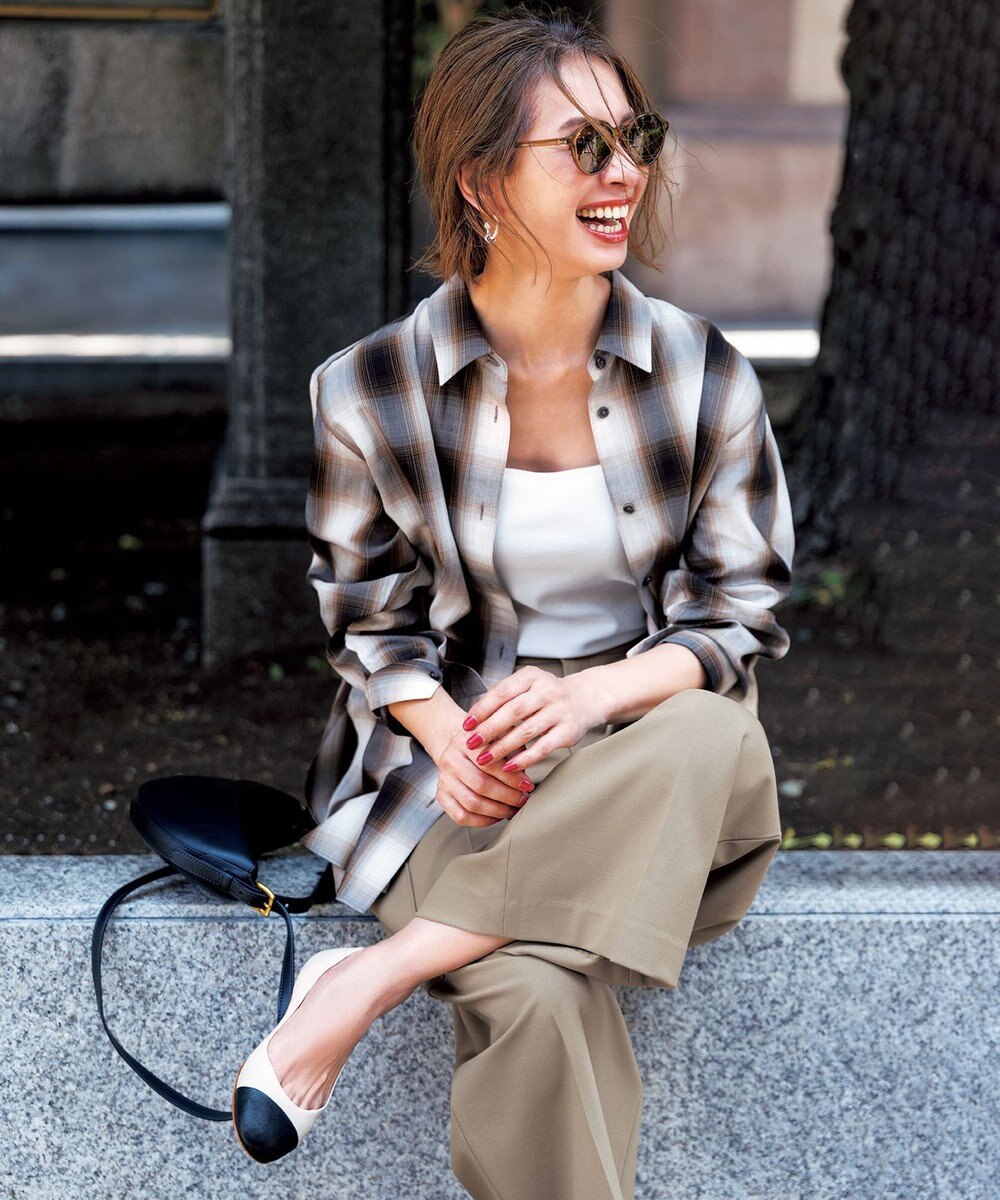 UNFILO ウールライク カーゴワイドパンツ 