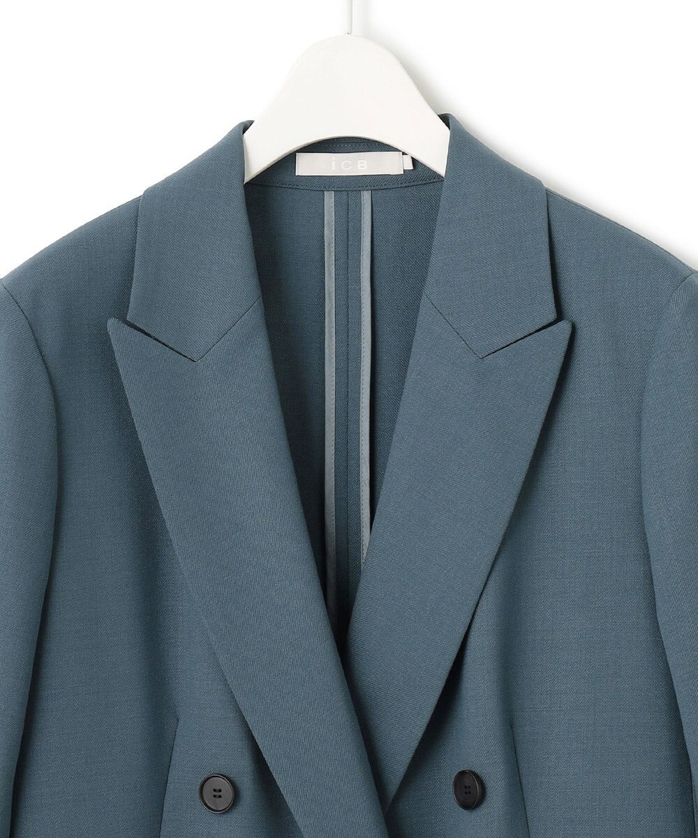 ICB L 【洗える】ウール2WAYストレッチ ダブルブレストジャケット 