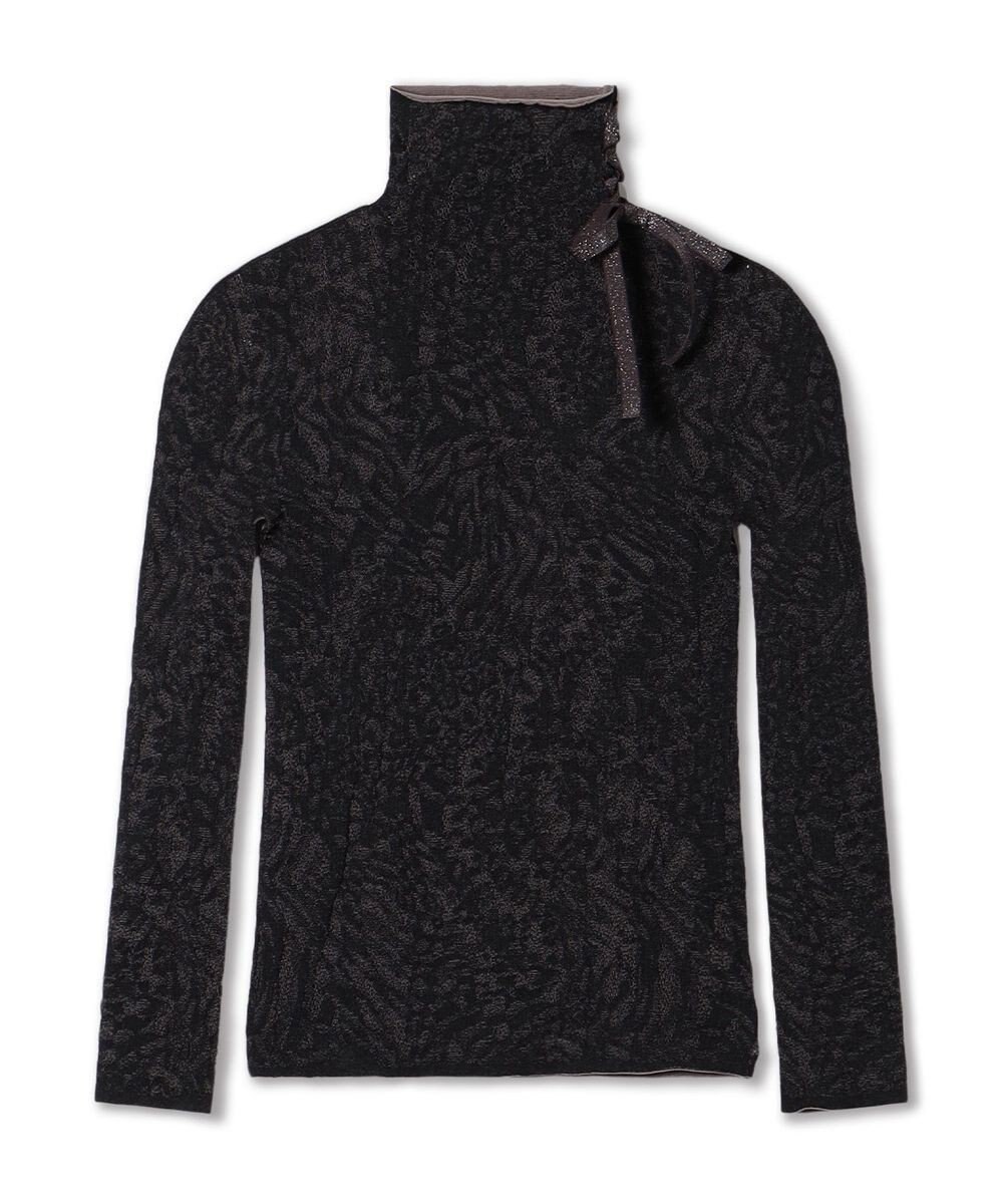 Chacott 【ノーソーイングニット】サイドリボンハイネックニットトップ 