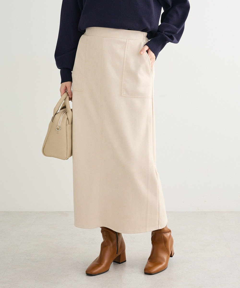 Green Parks なめらかタッチスウェード調Ｉラインスカート 