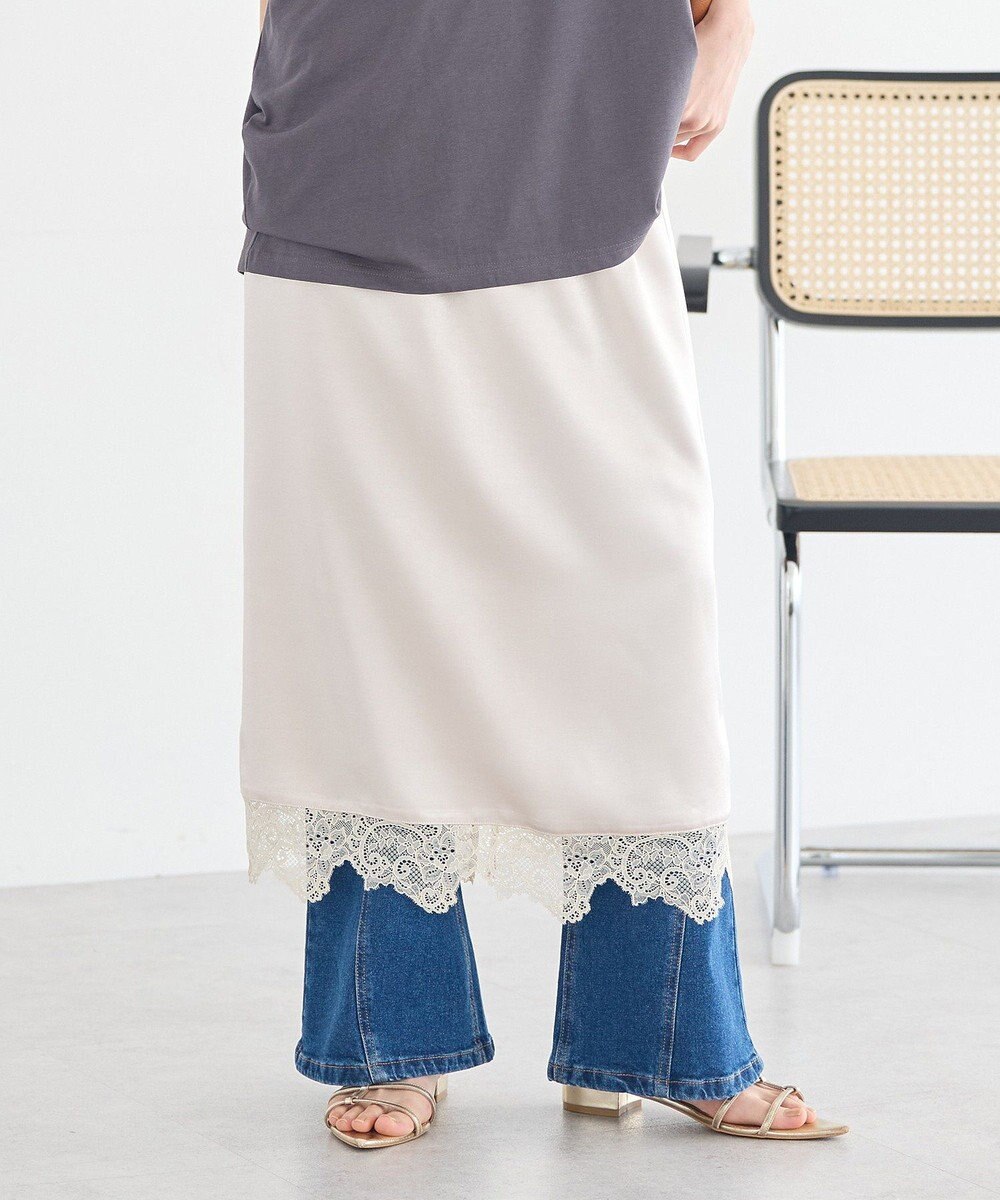 earth music&ecology サテンレーススカート 