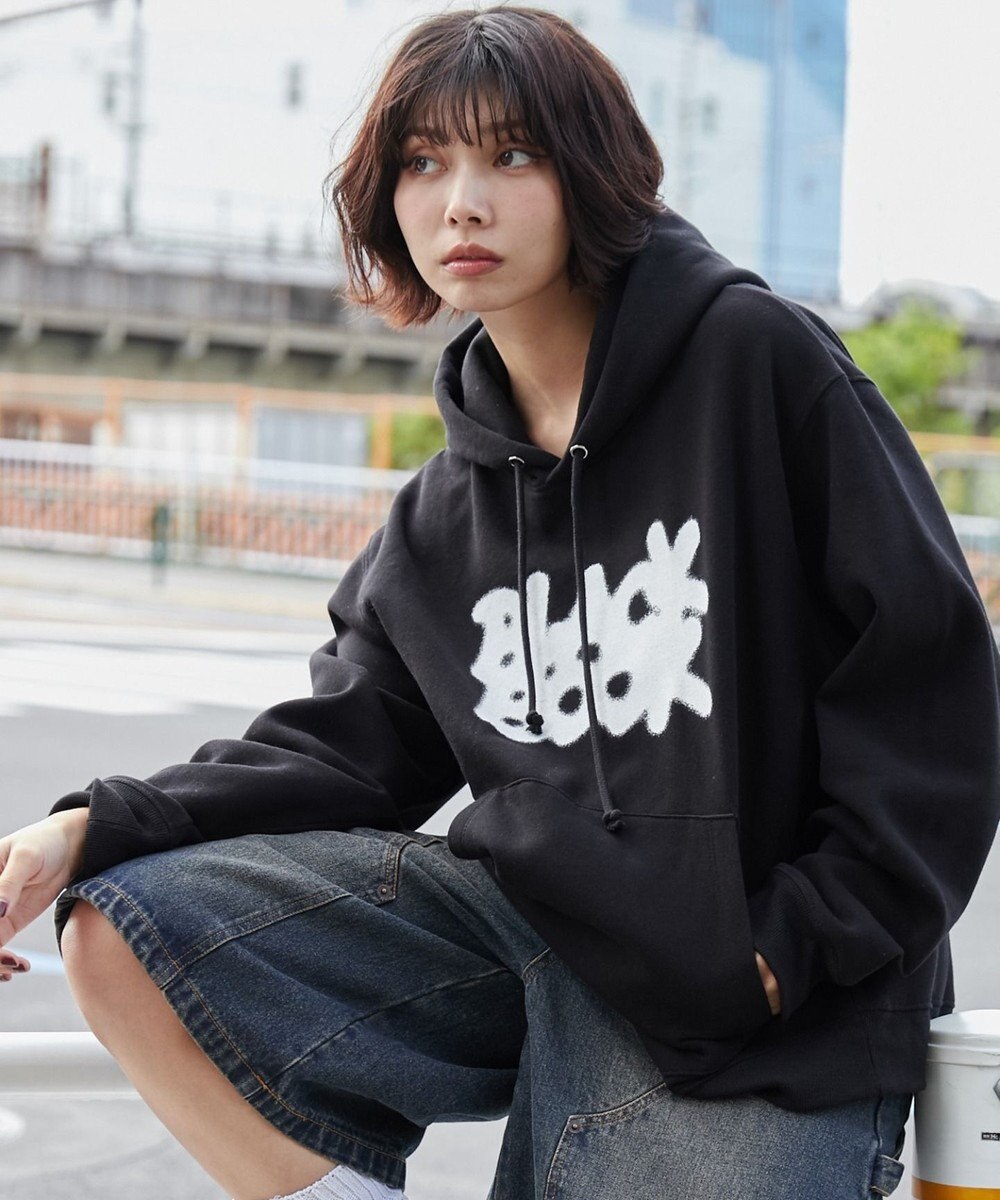 WEGO 【ユニセックス着用ITEM/裏起毛/SMLサイズ展開】リラックスフィットスプレーグラフィックパーカー 