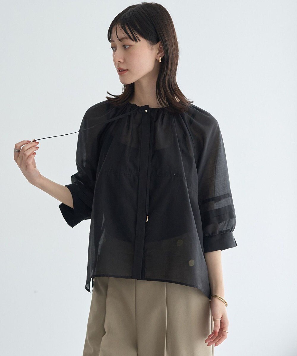 YECCA VECCA タックスリーブシアーシャツ 