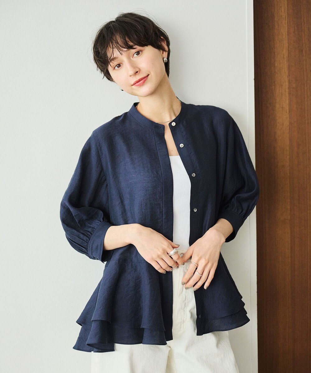 #Newans 【洗える】ダブルフリルヘムシアーシャツ 