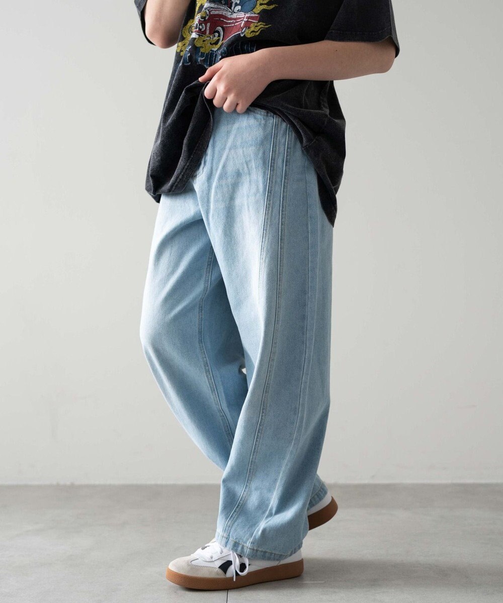 WEGO 【KIDS/150cm/160cm/ウエストゴム】イージー3Dバレルレッグデニムパンツ（JUNIOR） 