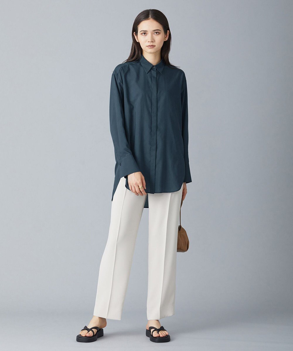 ICB 【洗える】トリアセコットンシアー ロングシャツ 