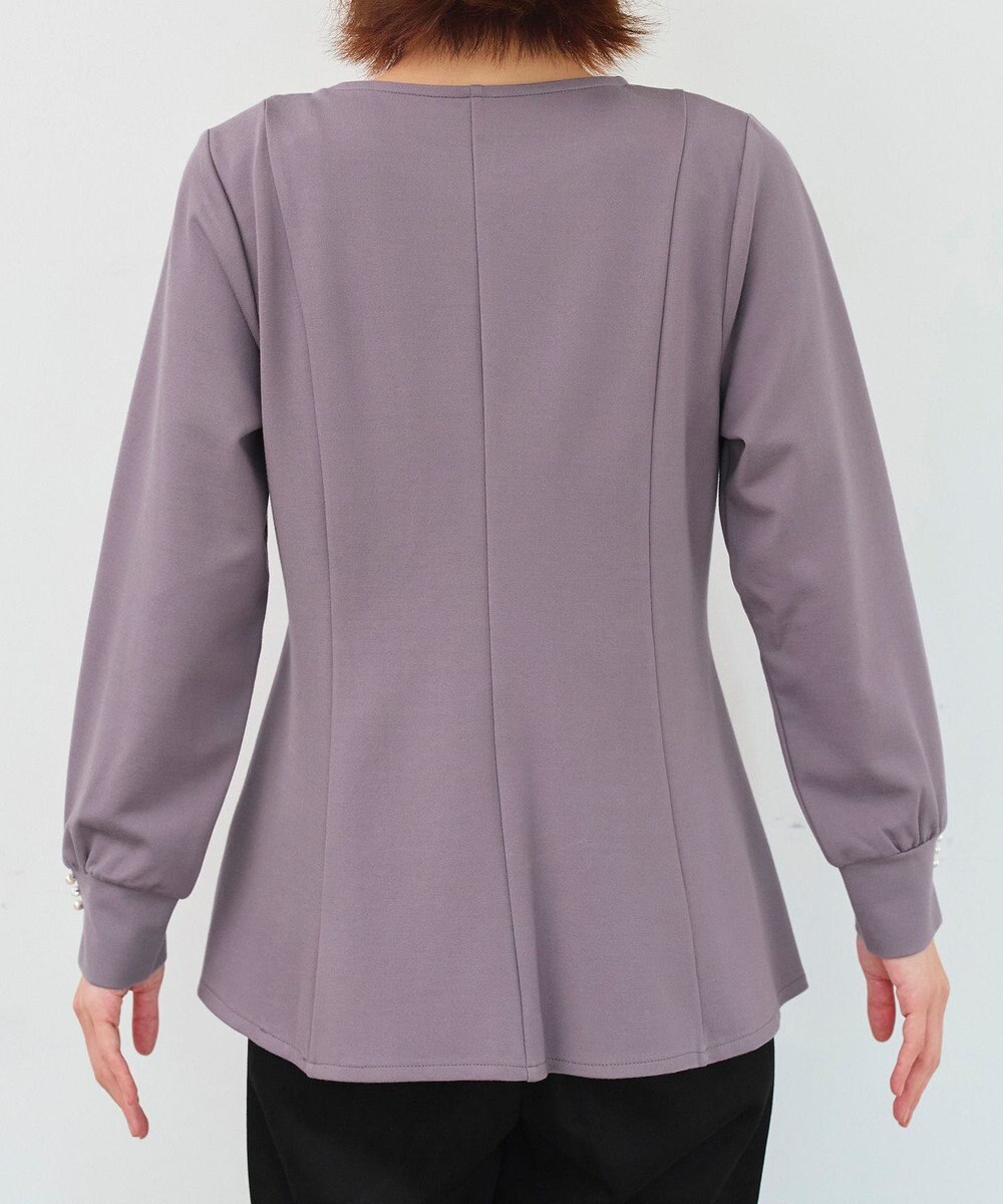 Tiaclasse 【洗える】袖パールポンチフレアトップス 