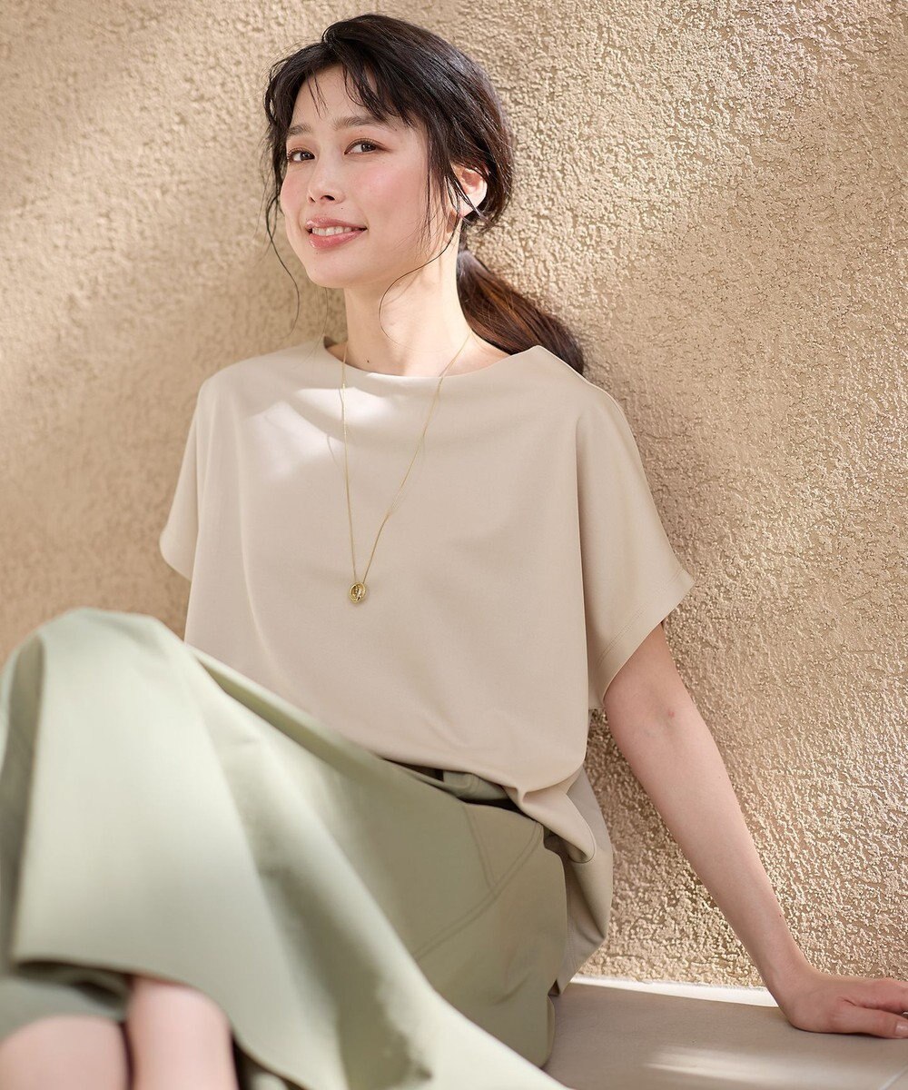 ANY 【洗濯機可/接触冷感/UVカット/アンチピリング】ドライポンチフレンチスリーブプルオーバー 