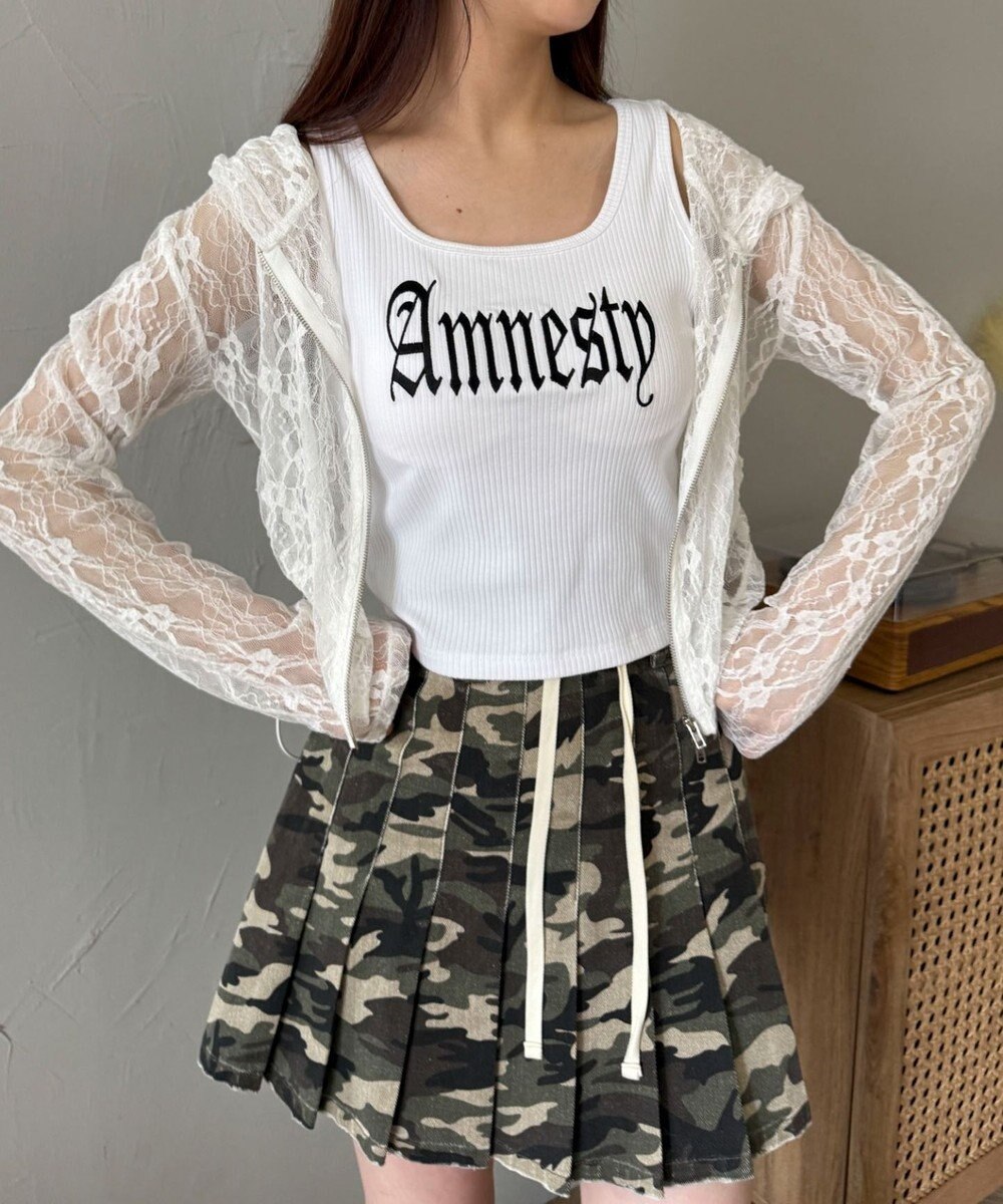 WEGO 【カップ付きインナー】グラフィックカップ付きリブタンク 