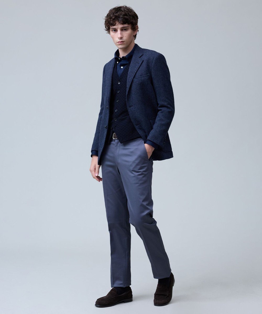 J.PRESS MEN 洗練されたシルエットと機能美【ストレッチ】トリコチン ステムテーパードパンツ 