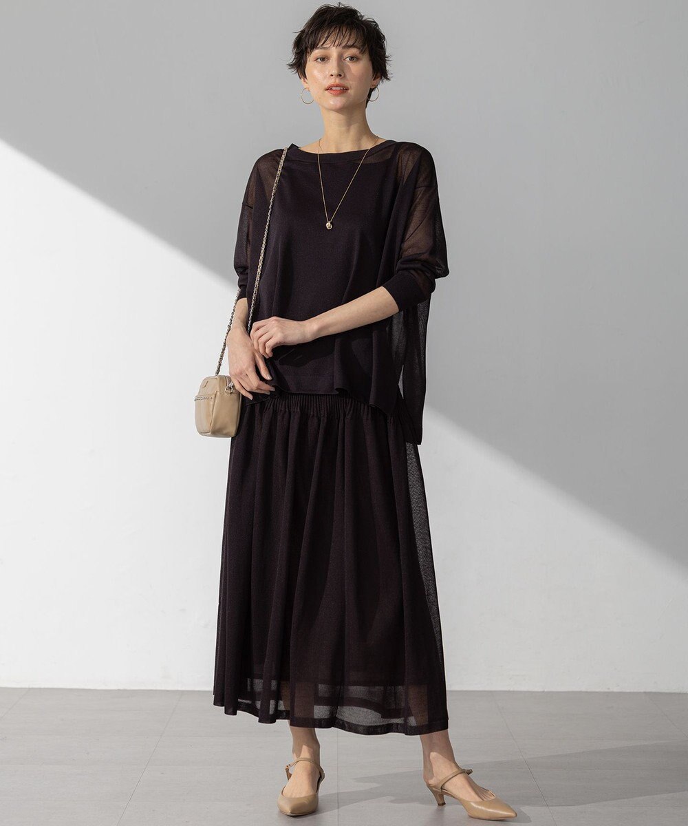 23区 L 【洗える】シャイニーシアーニット フレア スカート 