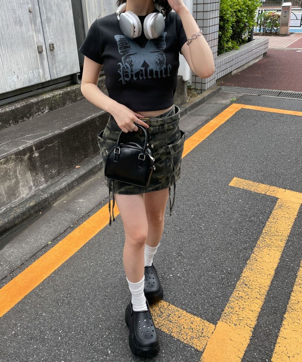 WEGO バタフライプリントリブT 