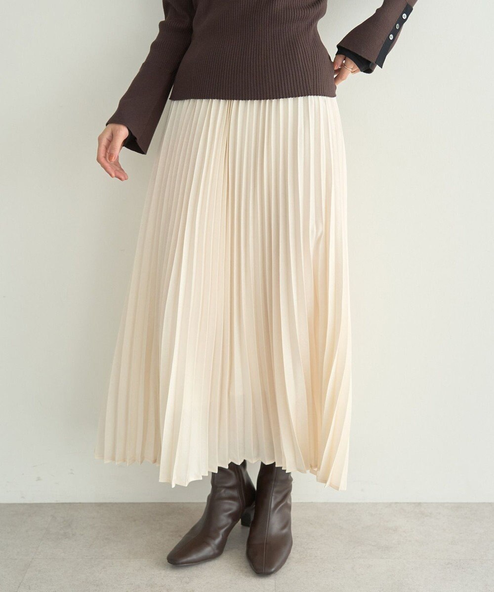 YECCA VECCA サテンプリーツスカート 