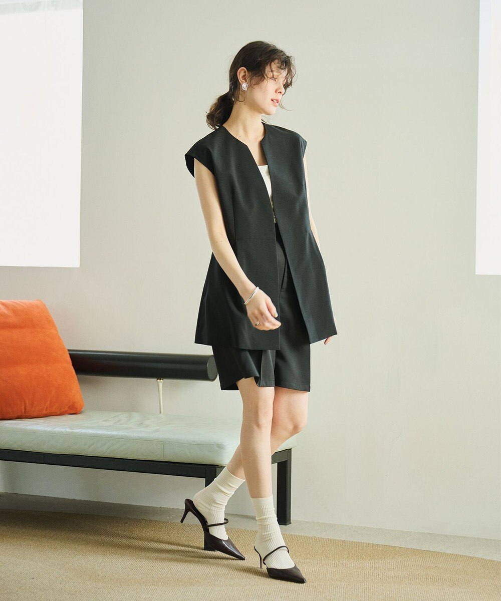 #Newans 【洗濯機可能/ストレッチ】ペプラムジレ 