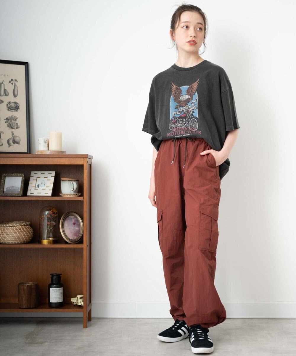 WEGO 【ウエストゴム】ナイロンイージーワイドカーゴパンツ 