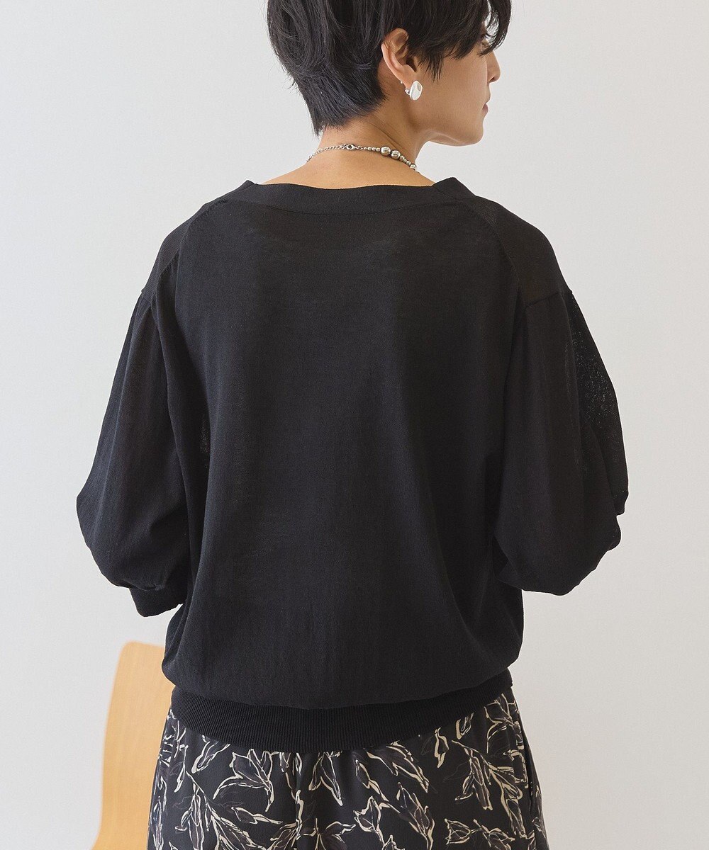 AMERICAN HOLIC 5分袖シアーVネックニットカーディガン 