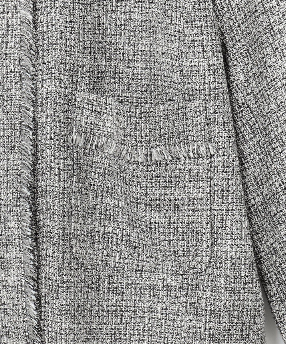 自由区 L 【17号サイズまで展開・カタログ掲載】ライトミックスツイード ジャケット 